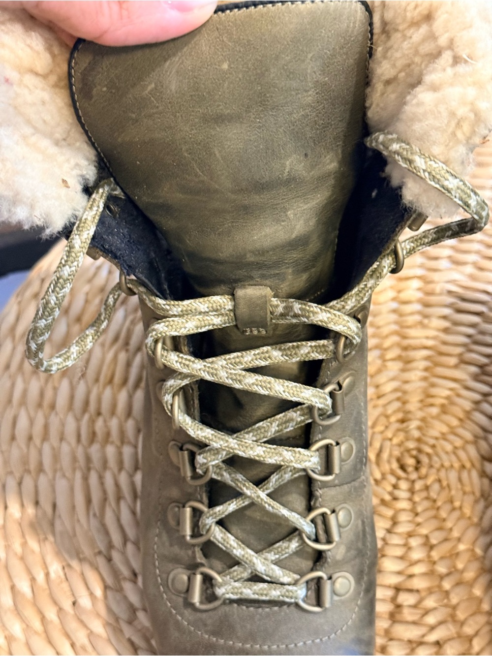 Sorel Olive Green Shearling-Lined Lace-Up Ankle Boots - Picture 5 of 9